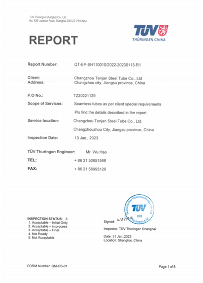 Rapport de test tüv