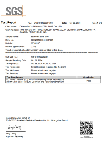 Rapport des essais de SGS-ROHS